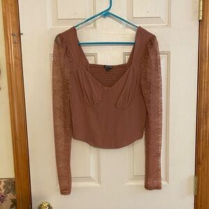 Wild Fable Lace Sleeve Blouse in Mauve
